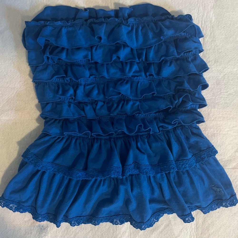 Blue Abercrombie & Fitch Sleeveless Ruffle Babydoll Top (Size M)
